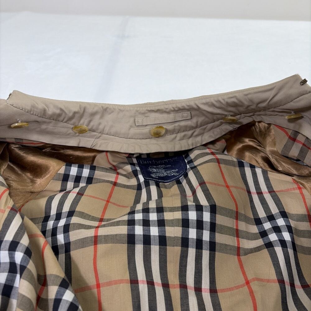 Vintage Burberry Women's Size 4 Long Khaki Nova Check Trench Coat 80s Union Made - Picture 7 of 15